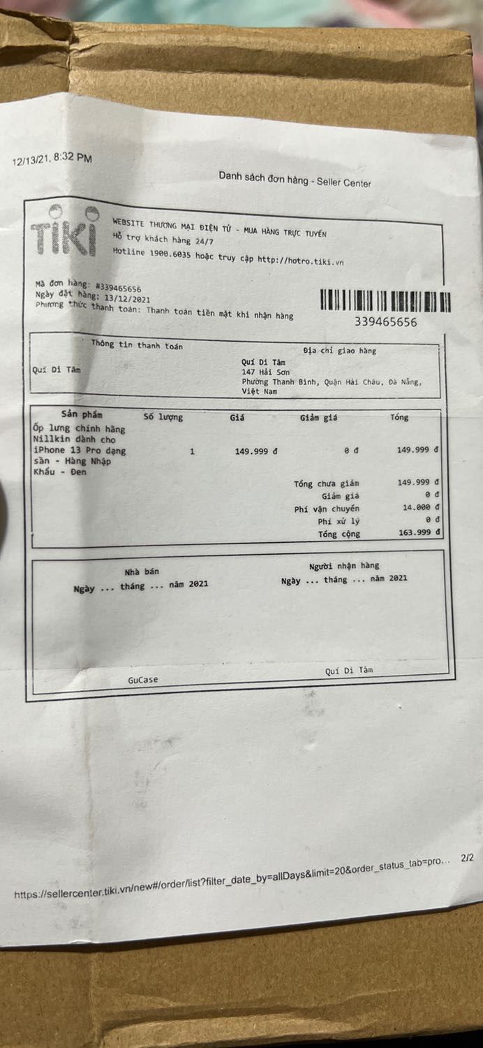 Mình đặt ốp lưng nillkin 13 pro, nhưng khi nhận hàng laii 13 pro max, shop có nhầm lẫn gì không vậy