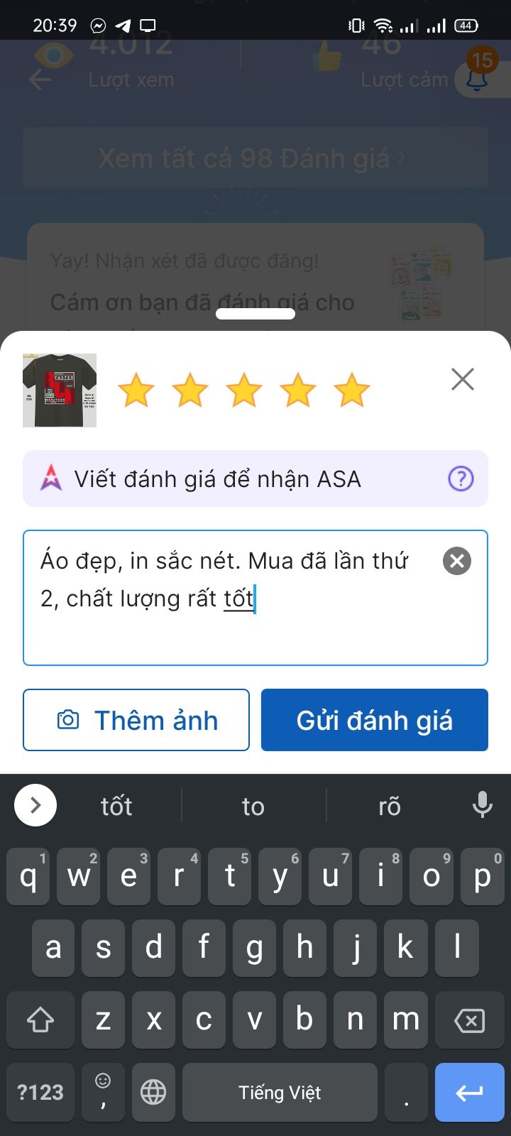 Áo đẹp, in sắc nét. Mua đã lần thứ 2, chất lượng rất tốt