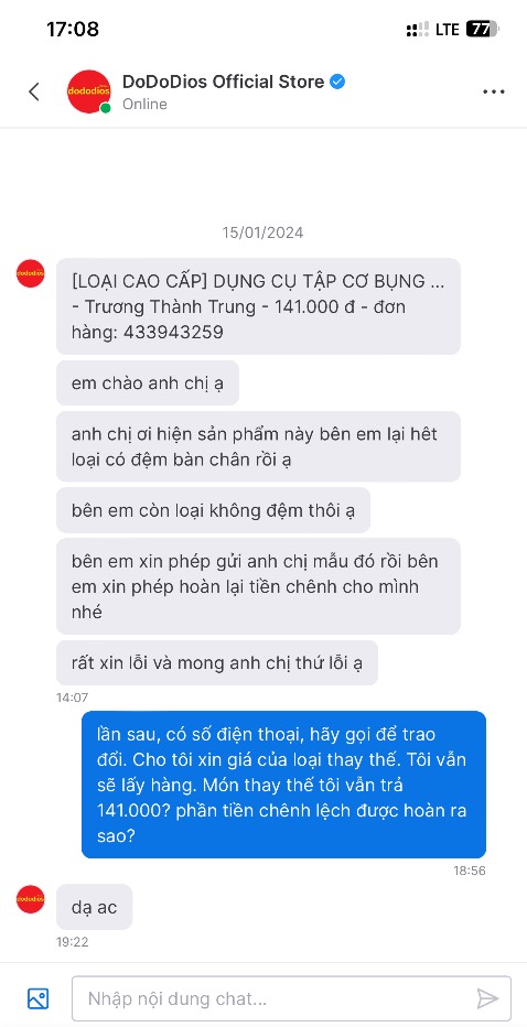 Hàng tốt, nhưng dịch vụ khách hàng hơi yếu. Không biết là hệ thống có hiện *** người nhận hay không nhưng bên shop lại nhắn tin trên app Tiki. Tiếp nữa, sau khi tôi đã hỏi lại 1 loạt câu hỏi, shop đáp đúng 1 câu không ăn nhập gì câu hỏi khách.
