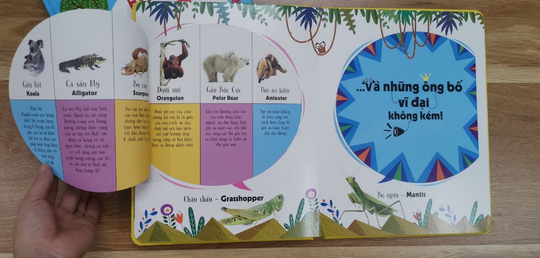 sách đẹp, nội dung hay. Dạng lật mở phù hợp với các bé từ 0-3 tuổi. Các bạn bé nhận biết con vật, lớn hơn chút hiểu thêm thông tin về các con vật đó nữa. Ảnh các con vật là ảnh thật giúp bé dễ nhận biết và liên hệ được với thực tế. Rất hữu ích!