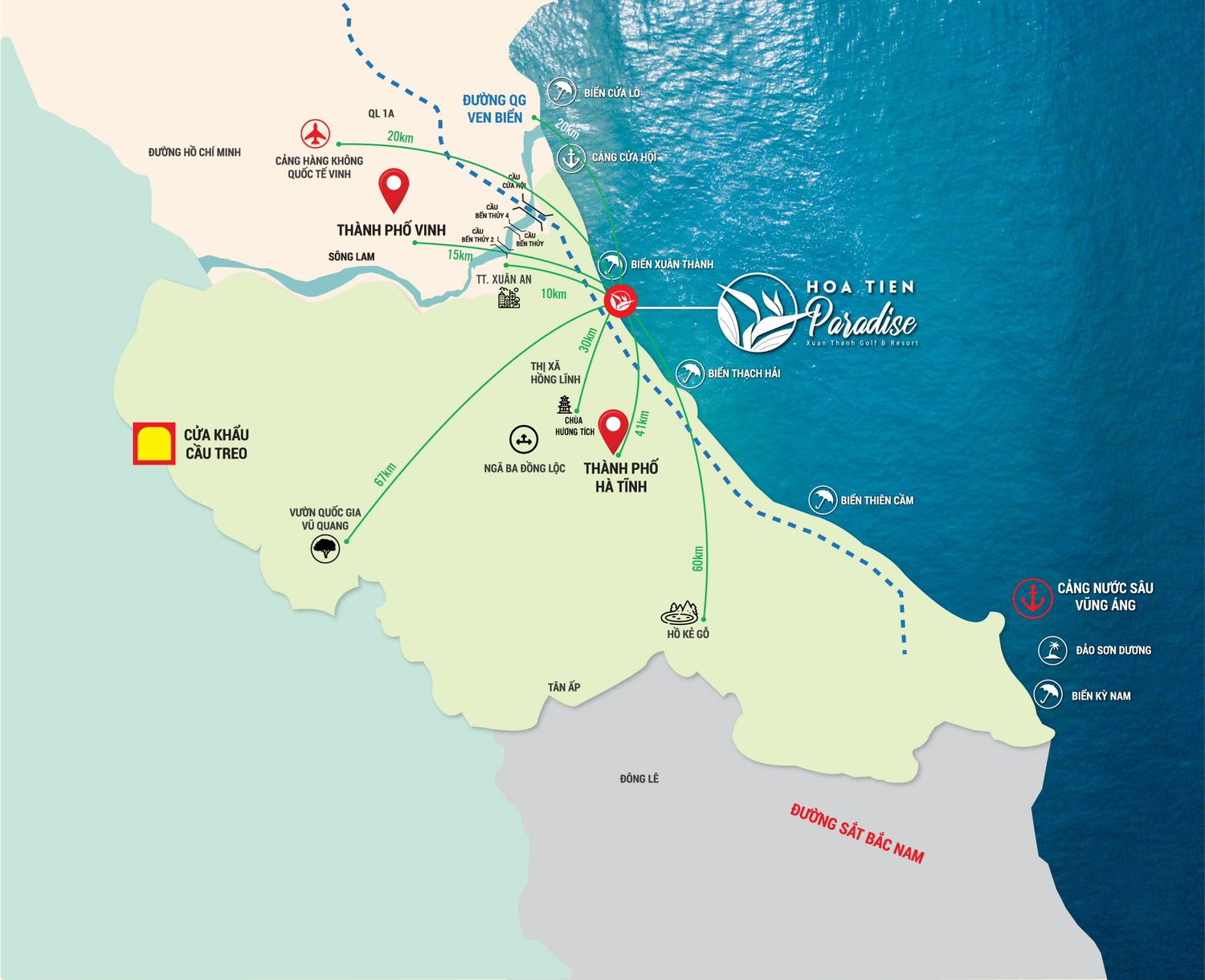 TP Hà Tĩnh đang trên đà phát triển mạnh mẽ từ nông nghiệp sang công nghiệp không khói.chính vì thế các ông lớn đang đầu tư và triển khai rất nhiều siêu dự án
- Vin Group: xd KĐT Hàm Nghi 142 Ha( Thạch Linh Hà Tĩnh)
-CĐT FLC : xd Khu du lịch Thiên Câm 1000 ha( sân golf 36 hố)
-Crytal Bay: xd công viên trung tâm& KĐT Lam Hồng 200ha , sân golf 18 hố...
Các ông lớn cùng nhau đầu tư phát triển một cách quy mô ,  chính vì thế  sẽ đẩy giá bđs Hà Tĩnh tăng nhanh và đột biến trong những năm tới.
Dự Án Hoa Tiên Paradise là một trong những dự án đi đầu, đón ngõ. Lh tư vấn: *** - Phương