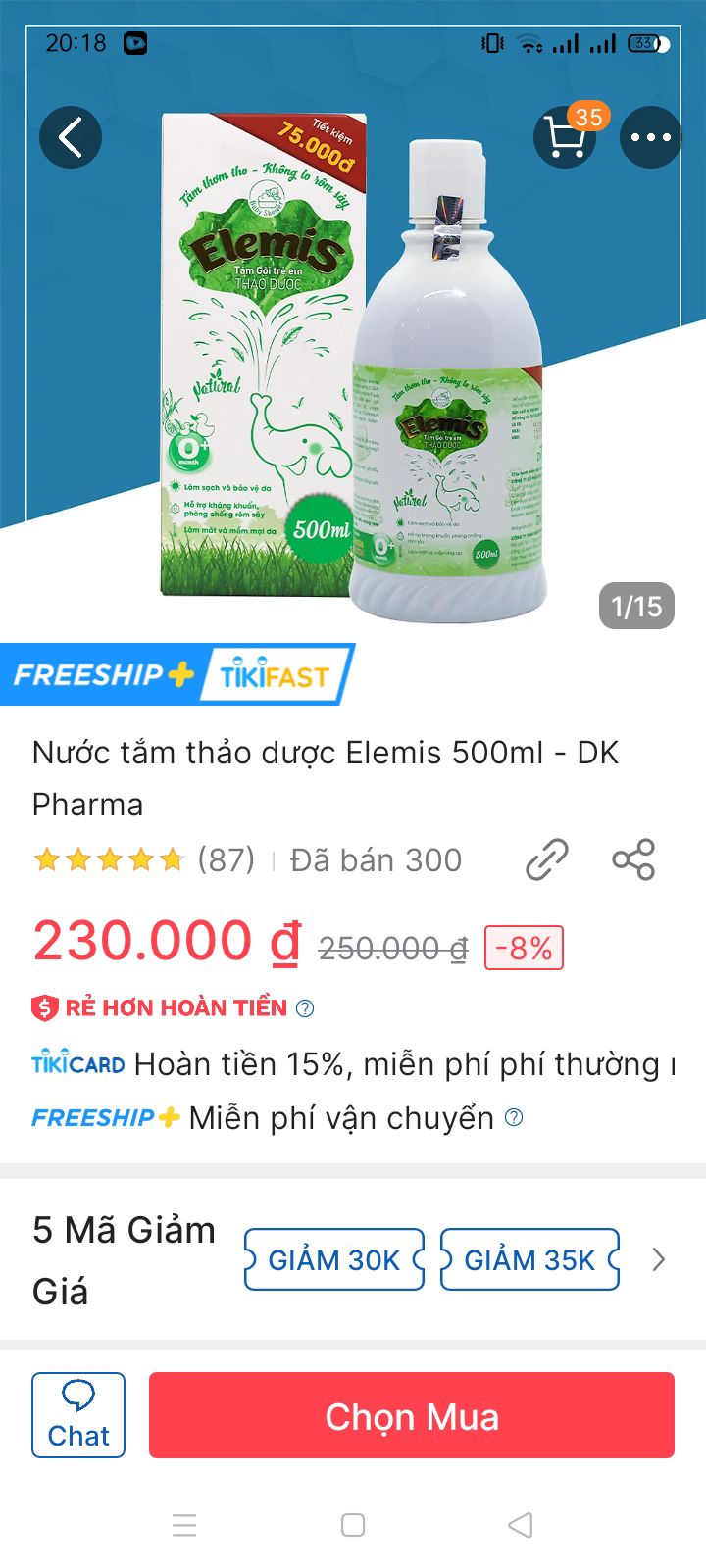 Nhà bán hàng xác nhận đơn hàng nhanh. Tiki giao đúng hẹn. Chưa sử dụng nên chưa biết chất lượng giống chai mình mua ở Con Cưng không nhưng mua của Mall nên yên tâm.