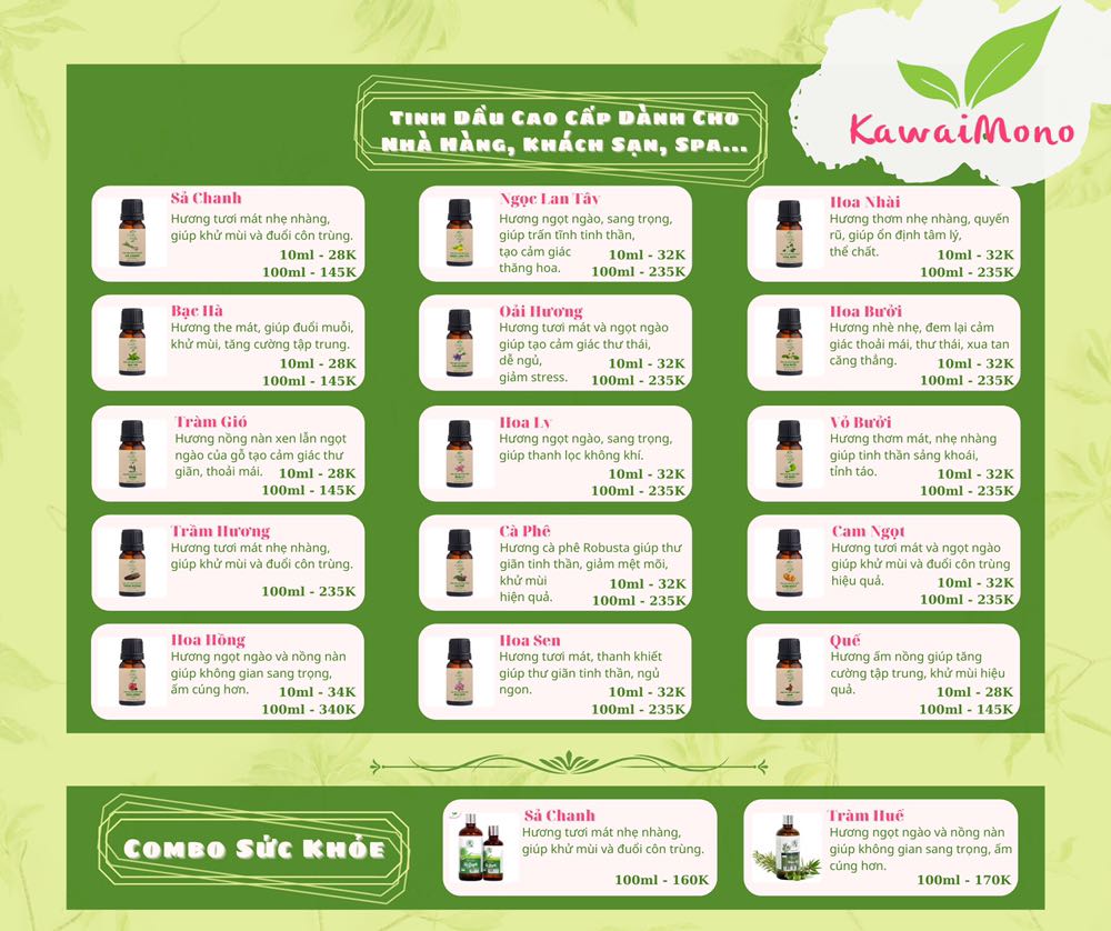 Khen thấm hút tốt

Anh chị nào có nhu cầu tinh dầu và máy xông tinh dầu liên hệ em nha