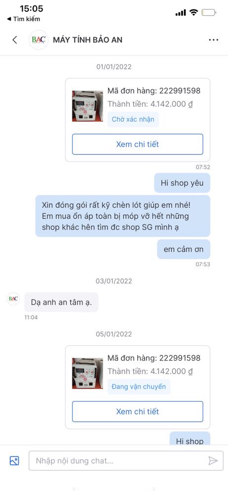Máy tính Bảo An cố tình gởi sai sp khác, hàng cũ, bị hư hại do không đóng gói sau đó trả hàng thì đổ thừa cho khách dù đơn đã thanh toán trước , khách có video hình ảnh bằng chứng đầy đủ nhưng vẫn cố đổ lỗi phủi trách nhiệm. Shop rất điêu nha các bạn, đăng sp mới 2020 gởi sp cũ 2018 bị hư hỏng, gởi không thèm đóng gói gì luôn, ổn áp 22kg để vậy gởi luôn, vậy mà chat thì vòng vo, né tránh luơn lẹ o rồi thoái thác trách nhiệm đổ lỗi hết cho khách, nói chuyện thô lỗ, muốn gây hấn với khách. HÃY TRÁNH XA MÁY TÍNH BẢO AN RA NHA CÁC BẠN! ĐỪNG LÀ NẠN NHÂN TIẾP THEO! HÃY NHÌN ĐÁNH GIÁ VÀ HÌNH ẢNH MÌNH ĐÍNH KÈM!