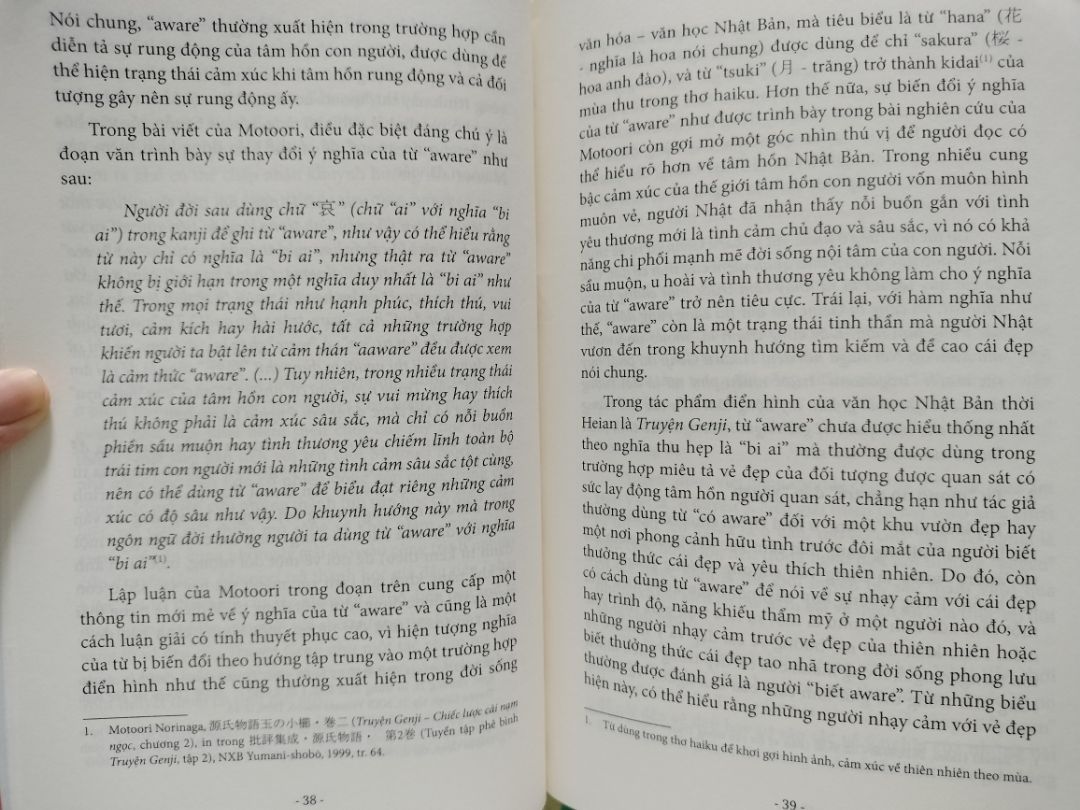 Tác giả là giảng viên môn Nhật Bản Học, là dịch giả các tác phẩm của những tác giả Nhật Bản nổi tiếng như Xứ Tuyết của Yasunari Kawabata và Cỏ Ven Đường của Natsume Soseki. Cô đã dùng phần lớn dung lượng để cung cấp cho độc giả các quan niệm nghệ thuật (văn chương) của người Nhật qua lịch sử, cung cấp bối cảnh cho người đọc ngoại xứ như ta để giúp ta có thể cảm được mỗi khi đọc các tác phẩm văn học Nhật Bản, đặc biệt là của các văn hào cổ điển hay các tác phẩm cổ như truyện Genji và sự ảnh hưởng của nó lên văn học Nhật Bản. Một tác phẩm đáng đọc nếu bạn cũng như tôi, chập chững bước vào văn học Nhật hay đã đọc được vài tác phẩm theo kiểu không chuyên thì đọc để hiểu thêm sâu sắc về những gì đã đọc.