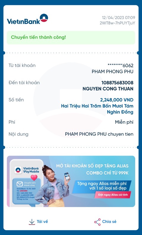 Ko biết có tác dụng hay không