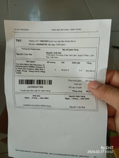 Giao thiếu sp. Đơn hàng 4 thẻ nhớ nhưng giao 1. Đề nghị shop giao đủ. Mất niềm tin
