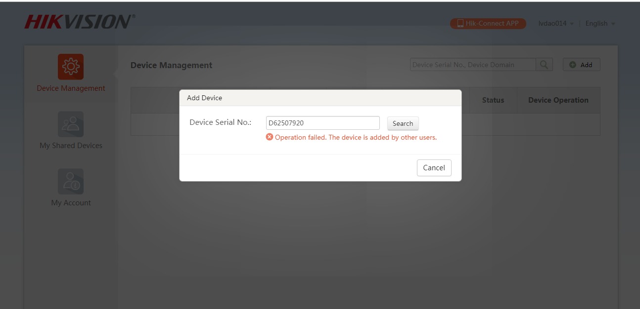 Sản phẩm nayf tôi không thể add serie thiết bị vào đầu ghi? shop bán hỗ trợ !