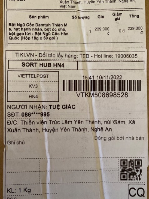 Giao sai sản phẩm! Mua loại Damtuh Thiên Ma, hạt hạnh nhân mà giao loại khác