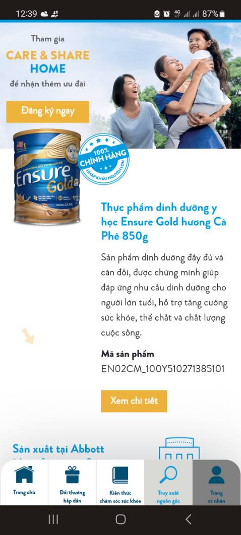 Có phần checkin mã QR ra hàng chính hãng nhé. NSX, HSD và thời gian hàng về tới Việt Nam. Mình chụp trong lúc thiếu sáng.