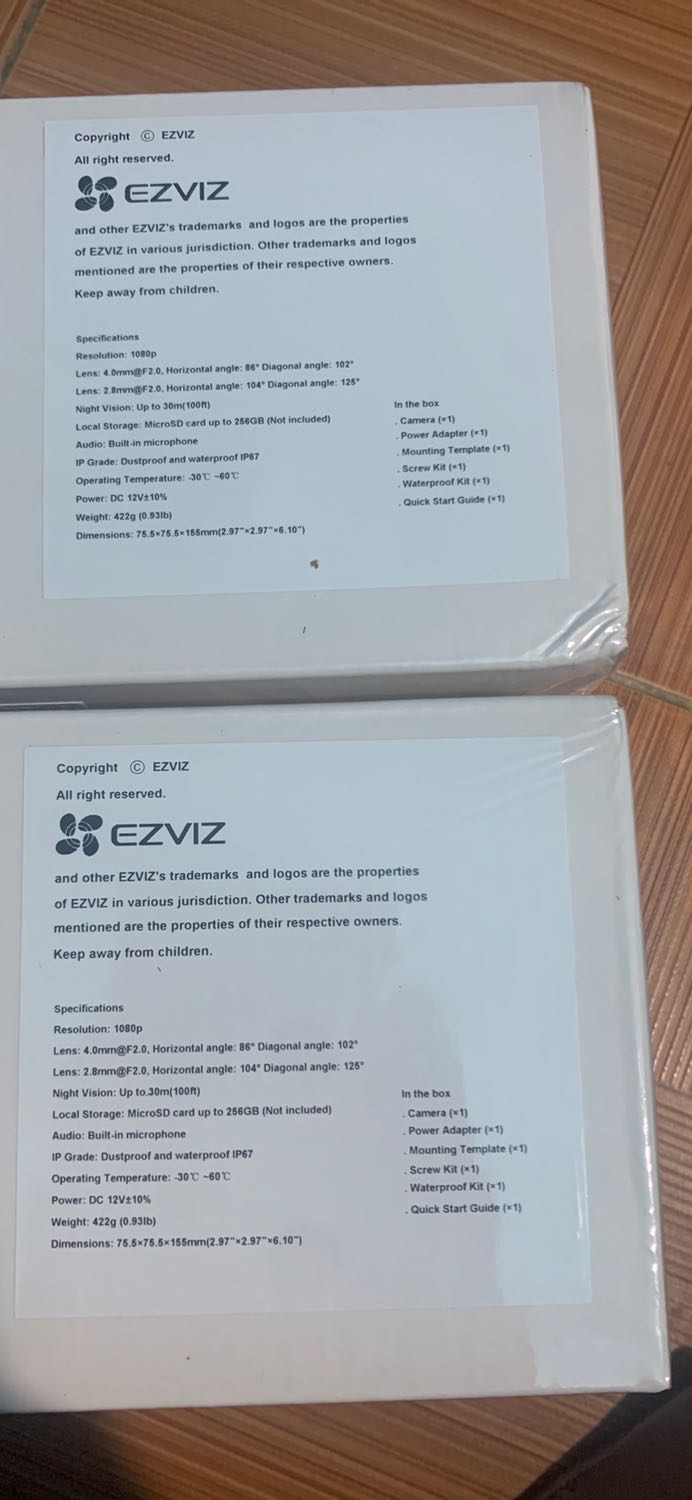 Đã nhận được sản phẩm 2 bộ camera ezviz Cs-c3n mới nguyên đai nguyên kiện chính hãng, shop uy tín, giao hàng nhanh, gói cẩn thận nói chung rất OK. Thanks shop và Tiki….