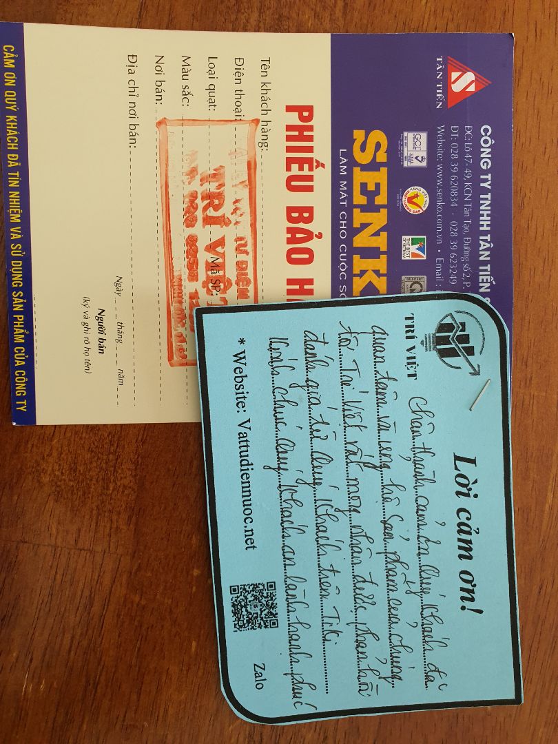 quạt sử dụng tốt, đa mục đích cá nhân.
đánh giá cao thái độ của shop thông qua lời cảm ơn được viết tay chân thành.
sẽ ủng hộ l.