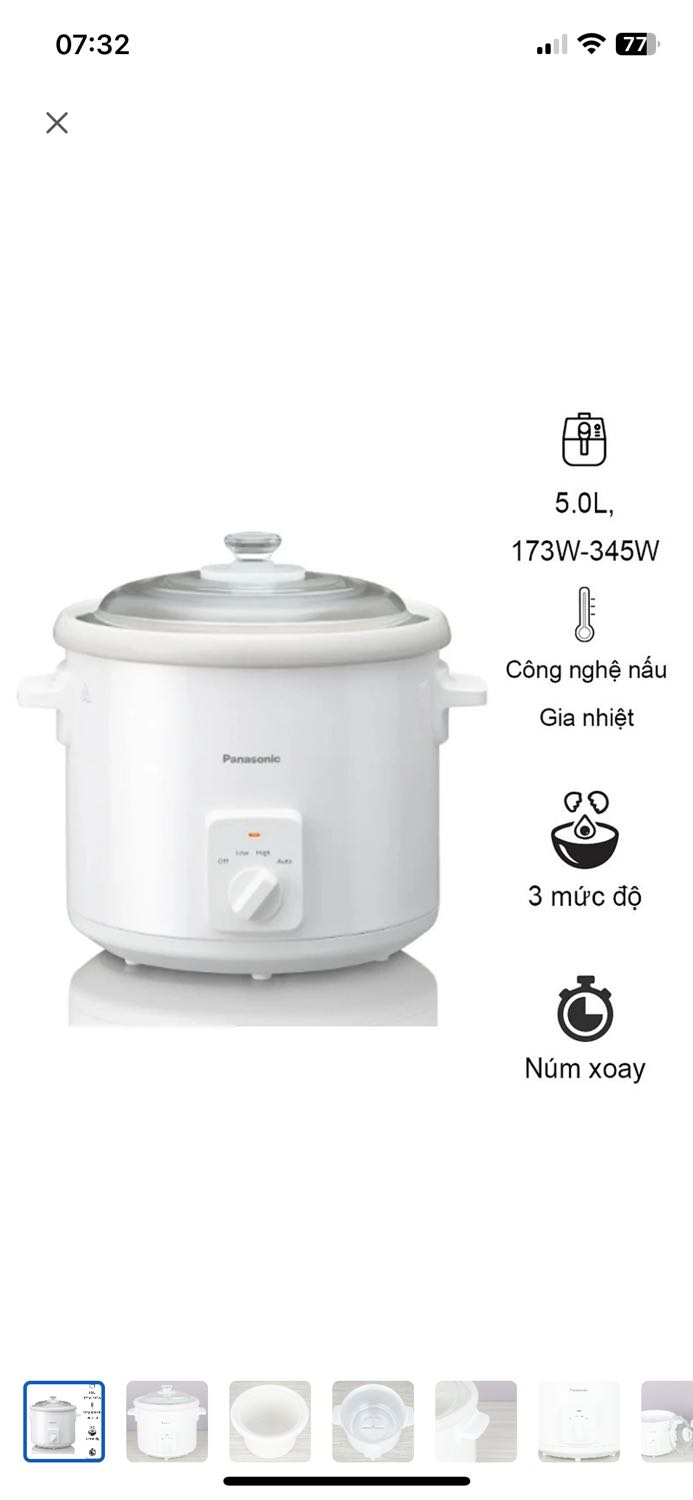 Nồi gì đun mức cao nhất 3 tiếng chưa sôi. Đã đun nước sôi đổ vào cho nhanh mà từ 5h chiều đến 7h sáng chưa cạn nước. Kho cá mà 14 tiếng mở ra nước vẫn như nồi canh. Không hiểu nổi luôn. Túm lại là không nên mua, thà mua cái nồi zỏm 400k của TQ kho nhanh và ngon hơn, cá sau 10 tiếng khô roong, còn đây phát khùng luôn. Túm lại đừng ai mua cái nồi này, mua bực vào người.😡😡😡