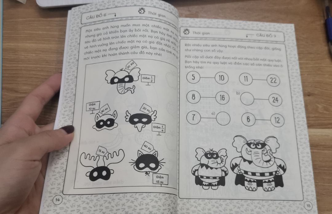 Sách trình bày thoáng, dễ nhìn, hình ảnh đẹp mắt. Các câu từ dễ tới khó phù hợp với các bạn từ lớp 2. Phần đáp án giải thích rõ ràng!