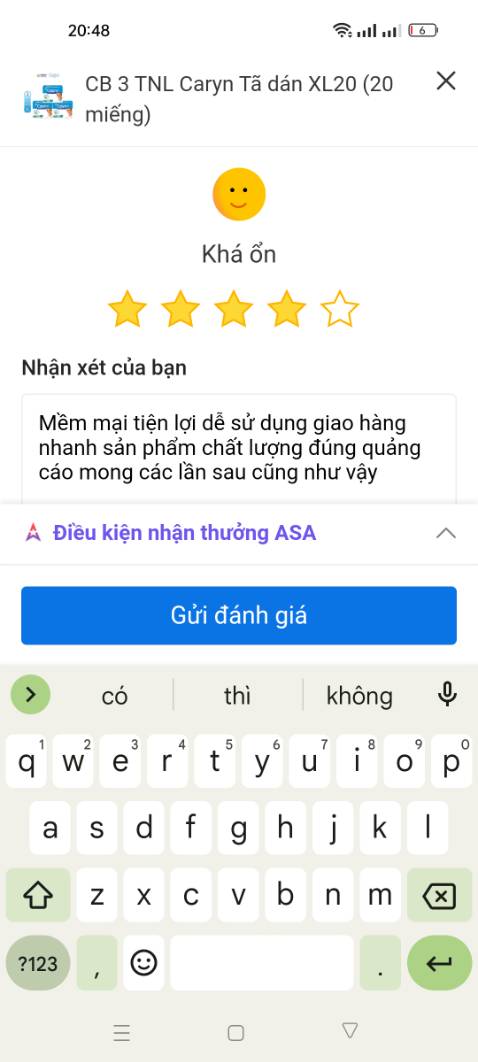 Mềm mại tiện lợi dễ sử dụng giao hàng nhanh sản phẩm chất lượng đúng quảng cáo mong các lần sau cũng như vậy