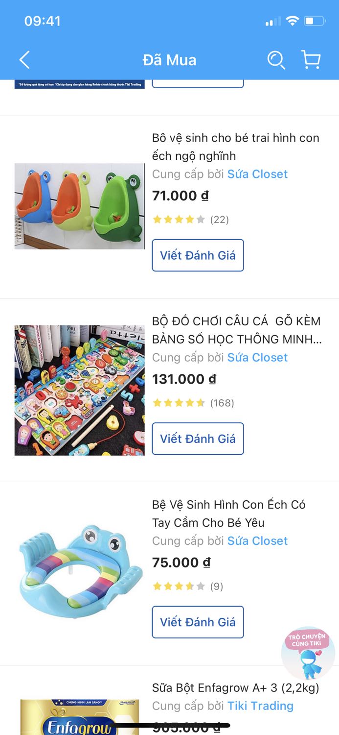 Mình đặt 3 món mà giao mình 2 bô vệ sinh và bộ đồ chơi,đề nghị shop đổi lại bệ vệ sinh dùm mình