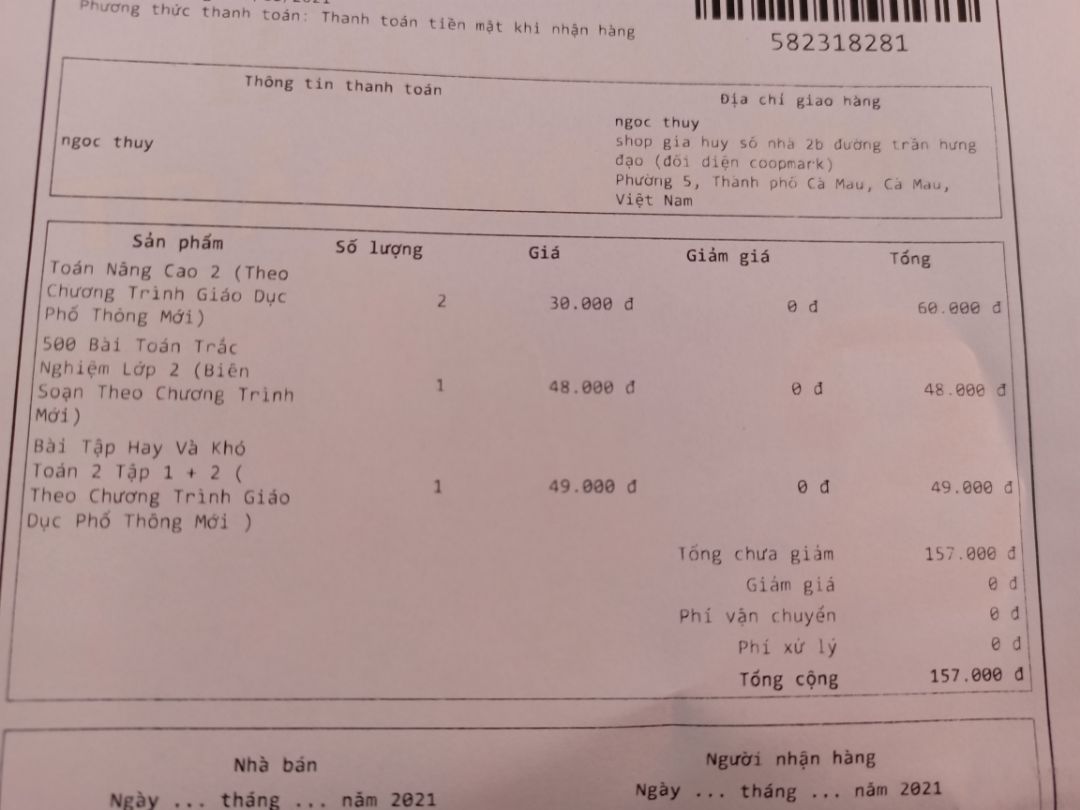 giá ở bìa 39k mà shop tính 48k là ko dk rồi(500 bài toán trắc nghiệm)