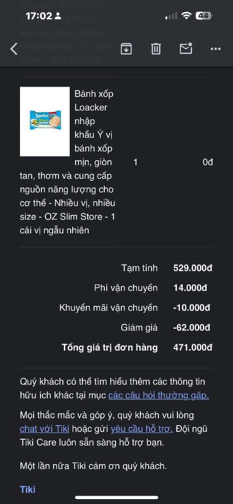 Hàng giao không đúng sản phẩm đã đặt. Sản phẩm đặt mua là ngày mới nhưng lại giao hàng cận date. Khi báo shop thì shop lấy giá hiện tại đang bán và bảo rằng người mua đặt sai để ko phải đổi sp cho khách hàng và không có bất kỳ động thái nào kiểm tra lại đơn hàng để hỗ trợ hướng dẫn đổi trả mặc dù khách hàng đã giải thích rất rõ đơn hàng mình đã đặt là đúng.
Mình đã gửi yêu cầu đổi hàng theo đúng hàng đã đặt thông qua Tiki. May mắn được Tiki hỗ trợ mình đã được hoàn tiền do shop ko có hàng mới để đổi cho khách.
Sẽ ko bao giờ mua hàng của shop này nữa. Khuyến cáo mọi người nên kiểm tra hàng trước khi trả tiền để tránh gặp rắc rối khi phải đổi trả hàng.