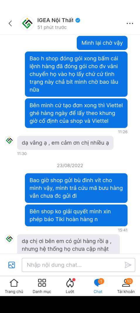Dịch vụ khách hàng không tốt, giao hàng không đi kèm 1 con ốc vít nào, báo với shop và shop báo đã lên đơn gửi Viettel, rồi với lứa do thứ 7, chủ nhật rồi Viettel chưa lấy hàng. Đến khi mình báo lên Tiki nếu không giải quyết vấn đề bù ốc vít sớm mình sẽ trả hàng mới bắt đầu xử lý gửi hàng thiếu. Nói chung là đang định mua thêm sản phẩm nhưng với cách làm việc mà lỗi sai cỉa shop nhưng kh phải liên hệ hối thúc thì mới giải quyết thì sẽ không mua hàng thêm lần nào nữa.