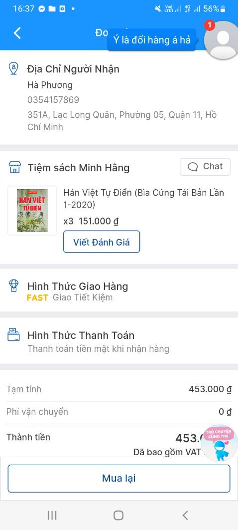 Để ảnh bìa màu xanh nhưng lại giao màu vàng 
Phải để hình đúng hình sản phẩm giao chứ ạ 
Em muốn đổi hàng hoặc trả hàng đc k ạ