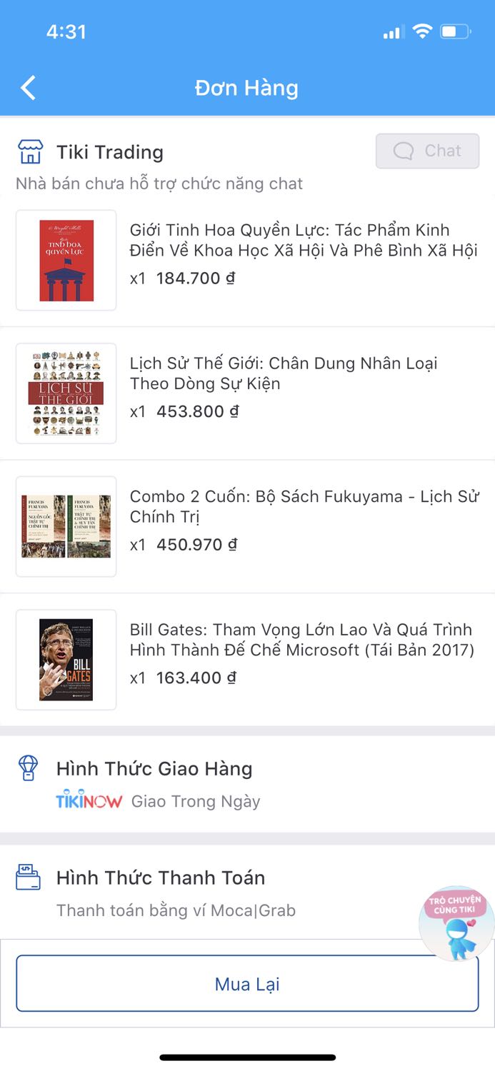 Tiki gói hàng khá cẩn thận, thời gian giao hành nhanh. Sách mới, chất lượng tốt, còn được giảm 30% cộng thêm mã giảm giá. Nhìn chung khá hài lòng.