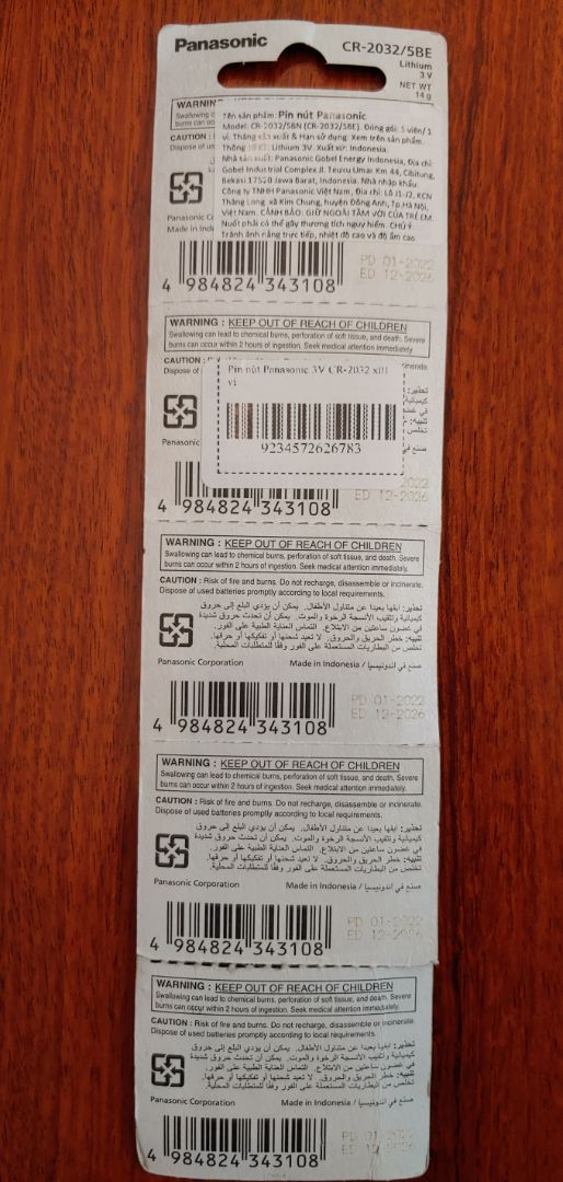 Giao hàng rất nhanh. Sản phẩm Pin chính hãng do Panasonic sản xuất và nhập khẩu phân phối bởi Panasonic Việt Nam. Lắp vào thiết bị remote sử dụng được ngay. Ủng hộ Quý shop ở những sản phẩm tiếp theo Giao hàng rất nhanh. Sản phẩm Pin chính hãng do Panasonic sản xuất và nhập khẩu phân phối bởi Panasonic Việt Nam. Lắp vào thiết bị remote sử dụng được ngay. Ủng hộ Quý shop ở những sản phẩm tiếp theo