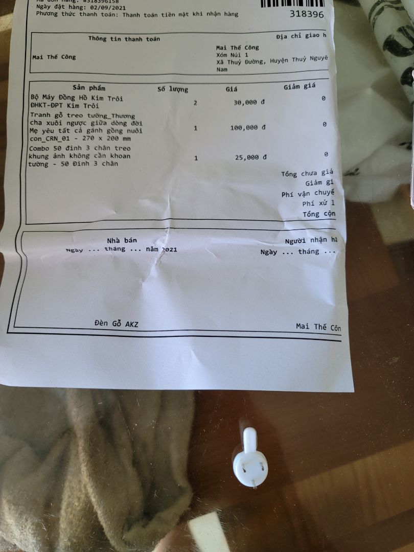 mua combo 50 đinh 3 chân treo tường vậy mà gửi 1 cái,  chán thật. mua hôm mùng 2 mà 30 mới nhận đc.  kiểu này sao mà lâu dài đc shop?