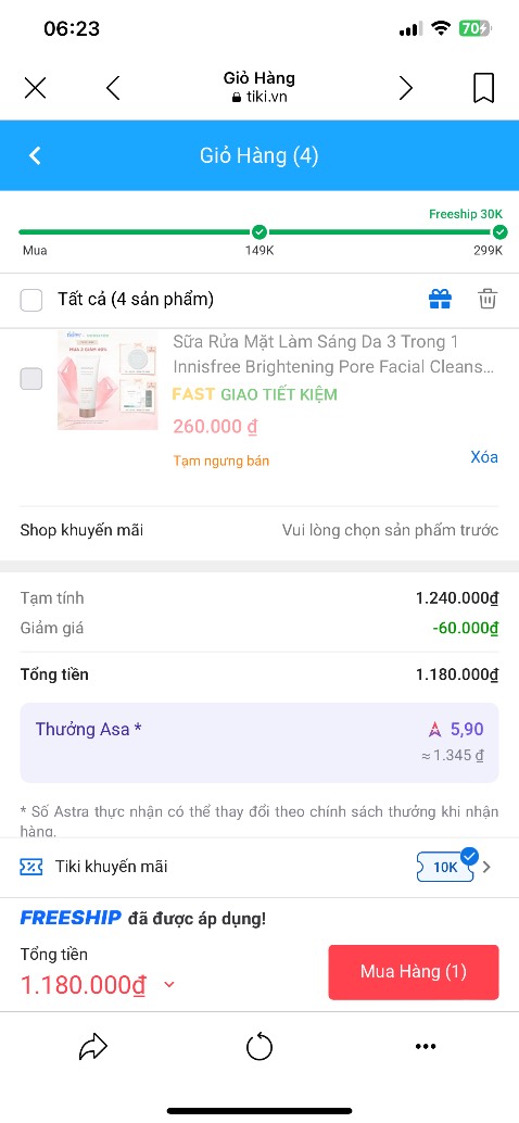 Ủa lu bu mới xem lại đặt đơn ok là 1180 sao bill giao là 1190