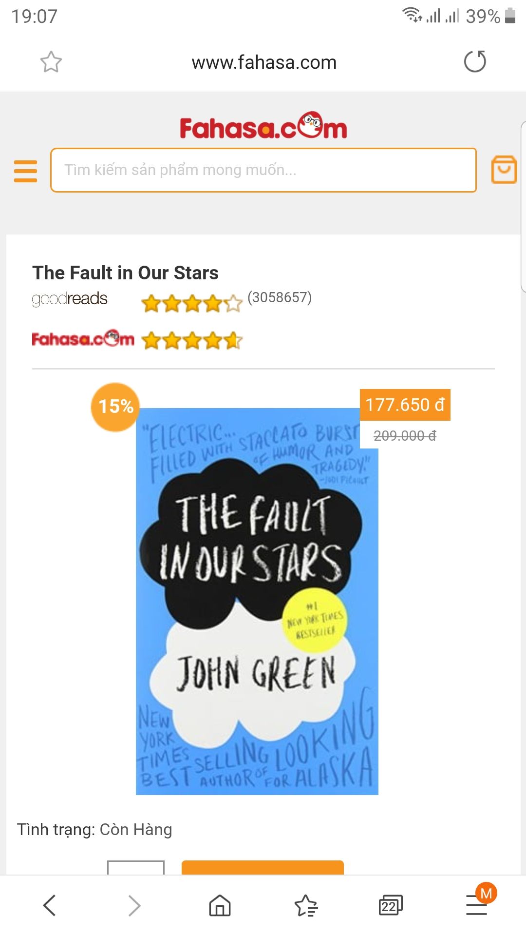 Thường thì khi mua hàng trên mạng tôi thường so sánh giá ở các website khác để xem thử giá gốc có đúng với giá thị trường không. Riêng mặt hàng sách thì tôi không làm vậy vì sách có in giá nên không cửa hàng nào dám nâng giá lên rồi khuyến mãi giảm giá xuống. Nhưng sản phẩm này tôi mua do FAHASA phân phối có tình trạng trên: xem hình gởi kèm để rõ. Tôi cần lời giải thích thỏa đáng từ cả TIKI và FAHASA. Cho 1* vì cách bán hàng. Nhiều sản phẩm sách nước ngoài khác do FAHASA phân phối cũng rơi vào tình trạng tương tự: giá bán của FAHASA ở TIKI cao rất nhiều so với giá gốc ở website FAHASA, sau đó được giảm mạnh xuống lại. Thường thì khi mua hàng trên mạng tôi thường so sánh giá ở các website khác để xem thử giá gốc có đúng với giá thị trường không. Riêng mặt hàng sách thì tôi không làm vậy vì sách có in giá nên không cửa hàng nào dám nâng giá lên rồi khuyến mãi giảm giá xuống. Nhưng sản phẩm này tôi mua do FAHASA phân phối có tình trạng trên: xem hình gởi kèm để rõ. Tôi cần lời giải thích thỏa đáng từ cả TIKI và FAHASA. Cho 1* vì cách bán hàng. Nhiều sản phẩm sách nước ngoài khác do FAHASA phân phối cũng rơi vào tình trạng tương tự: giá bán của FAHASA ở TIKI cao rất nhiều so với giá gốc ở website FAHASA, sau đó được giảm mạnh xuống lại.