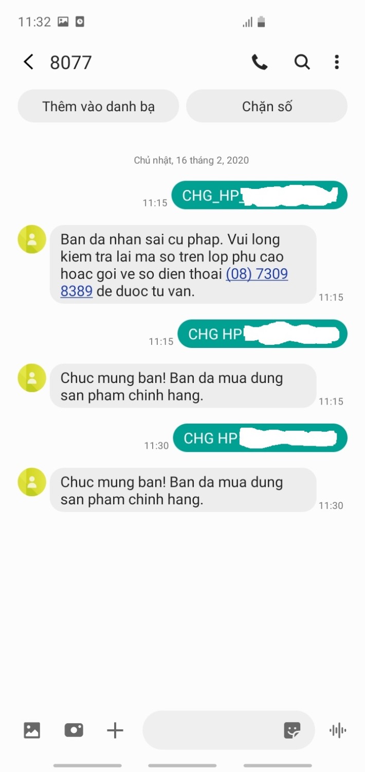 - Nhận được hàng sớm và tình trạng gói hàng rất tốt
- Có tem chống giả bộ CA, có mã kiểm tra hàng qua tin nhắn ***
- Hạn sử dụng còn dài