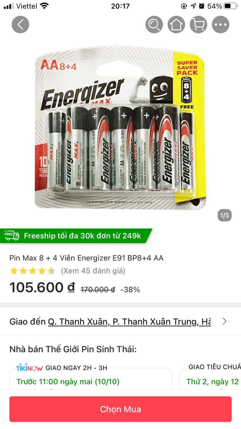 Có vẻ như Mã sản phẩm trên web và mã sản phẩm mình nhận không khớp nhau. Ngoài ra, như shop có trả lời câu hỏi của khách cũng như có ghi rằng sản phẩm có khả năng sạc lại nhưng trên bao bì pin mình thấy ghi Do not Recharge Có vẻ như Mã sản phẩm trên web và mã sản phẩm mình nhận không khớp nhau. Ngoài ra, như shop có trả lời câu hỏi của khách cũng như có ghi rằng sản phẩm có khả năng sạc lại nhưng trên bao bì pin mình thấy ghi Do not Recharge