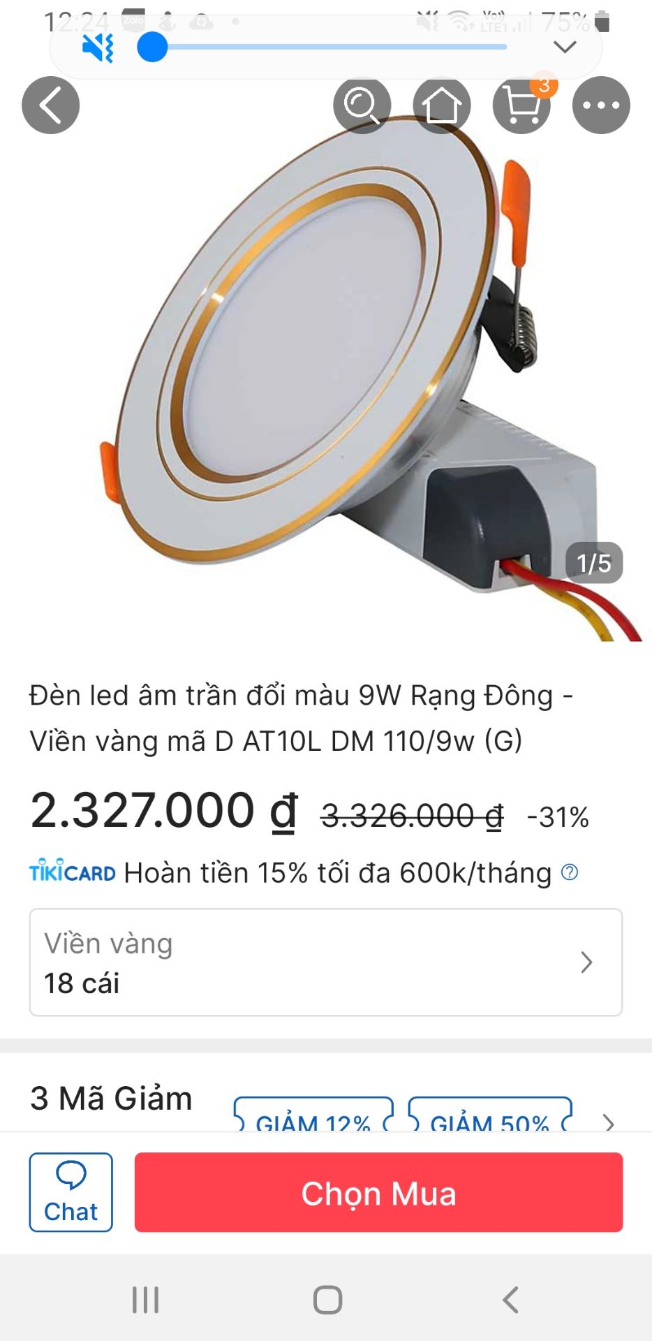 đăng ký mua đèn âm tran 9w, shop lại giao 7w, mong đổi lại nhé