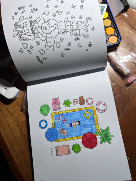 Đẹp. Nh tô màu lông bị thấm ra sau