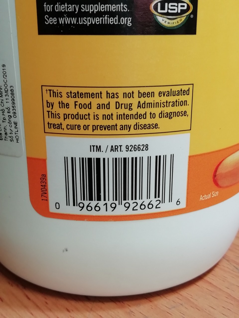 SẢN PHẨM CHÍNH HÃNG, MÌNH ĐÃ *** MÃ UPC - INDEX, HÀNG CỦA MỸ. MÌNH RẤT ƯNG Ý VỀ SẢN PHẨM, GIAO HÀNG NHANH CHÓNG. LÚC MÌNH XEM THÌ THẤY SHOP CÒN ĐÚNG 1 SP, SAU KHI XÁC NHẬN MUA THÌ CHƯA TỚI 5 PHÚT ĐÃ NHẬN ĐƯỢC THÔNG BÁO XÁC NHẬN CỦA SHOP. TỪ LÚC ĐẶT MUA ĐẾN KHI NHẬN HÀNG CHƯA TỚI 24h DÙ MÌNH Ở XA. THANKS SHOP.