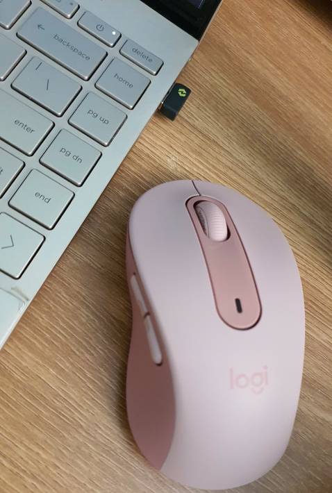 Đã mua size M, màu hồng. Chuột cầm vừa tay, đằm, silent; có nút nguồn on-off. Cắm usb vào laptop HP-Envy phần mềm Logi tự động kết nối, đề xuất cài đặt, thuận tiện. Rất ổn ở hiện tại, về lâu dài sợ lớp cao su 2 bên hông chuột sẽ có vấn đề.