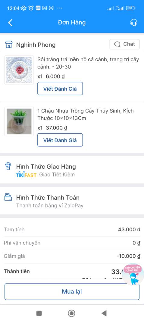 Đơn hàng 1 kiểu, giao hàng không đúng chút nào. Sỏi đặt loại 20 - 30 nhưng nhận được nhiều viên vụn nhỏ xíu