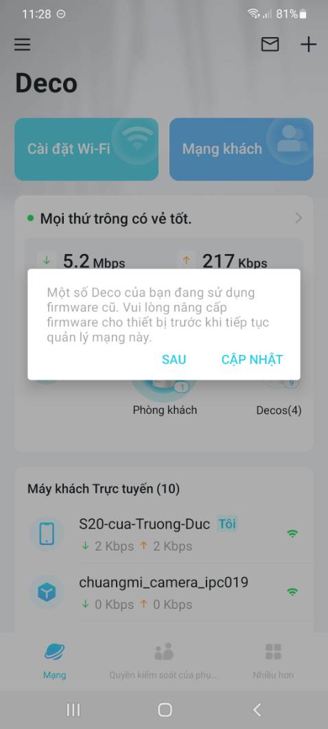 Bộ Mesh dùng tốt, nhưng 01 pack bị lỗi không cài đặt được firmware mới, cứ vào phần mềm quản lý Deco lại báo "Một số Deco của bạn đang sử dụng Firmware cũ" Nhưng sau khi cài đặt lại vẫn báo Firmware sẵn sàng để cài đặt, thoát ra vào lại phần mêm quản lý Deco vẫn báo park đó sử dubgj Firmware cũ. Thử nhiều lần mà k hết. Chỉ 1 Pack bị vậy.
Đề nghị Tiki Trading hỗ trợ xử lý hoặc đổi hàng giúp tôi. (Đã reset Pack đó và cài lại 2 lần, vẫn bị lỗi vậy)
Xin cảm ơn.