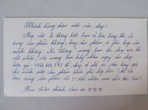 Giao hàng gói cẩn thận che tên mình rât thích..do lần đầu mơi sử dụng chưa biêt công dụng thế nào..cho 5 sao Giao hàng gói cẩn thận che tên mình rât thích..do lần đầu mơi sử dụng chưa biêt công dụng thế nào..cho 5 sao