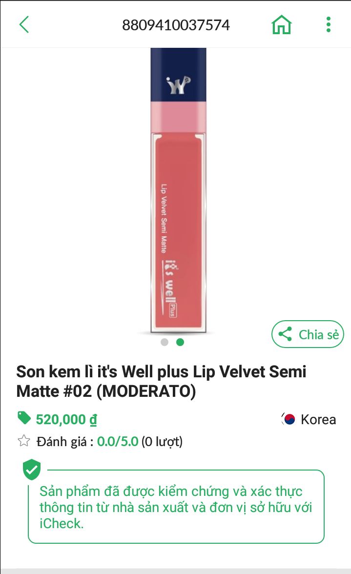 5* cho dịch vụ giao nhanh của tiki, đặt hàng lúc 12h hơn, 13h37 nhân viên gọi bảo đang đứng trước nhà.  Trời sg bây giờ thì nắng lắm cơ mà nhân viên vẫn nhiệt tình.
5* cho sản phẩm, bóc vỏ ra là đã thấy đẹp rồi, mình check mã vạch thì đúng là hàng chính hãng, son lên màu đẹp, thiên hồng nhiều hơn, khi ăn có bị trôi một ít. Phần đầu hơi nhỏ, khi lấy son ra thì tiện mà cho son vô trở lại dễ bị lem. 
Nói chung là rất ưng ý.