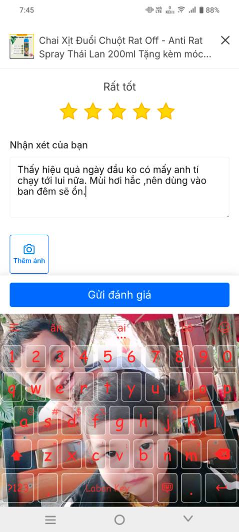 Thấy hiệu quả ngày đầu ko có mấy anh tí chạy tới lui nữa. Mùi hơi hắc ,nên dùng vào ban đêm sẽ ổn.