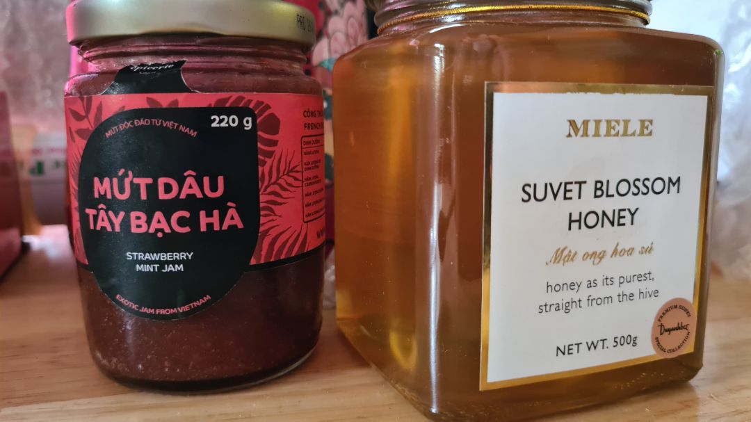 am so pleased to support local business. but this jam is meant to taste of strawberries. it does not. its other ingredients overpower any strawberry flavour that might of have been there to leave an acidity and sharp flavour, probably down to the lime and mint that goes into it. very disppointed considering the cost.