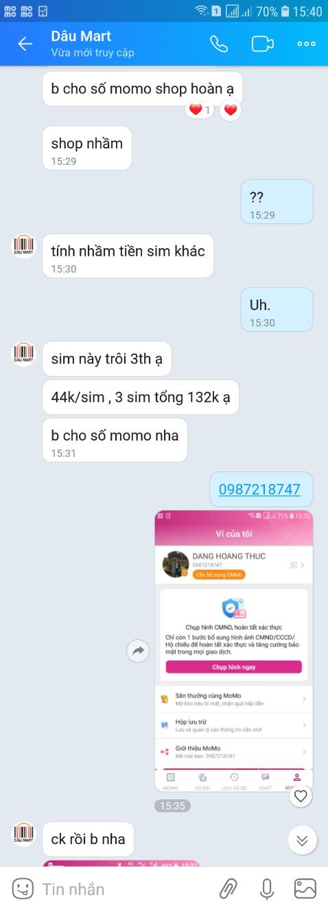 Mình mua 3 sim cái nào cũng kích hoạt từ tháng 21/7 ( mình nhận hàng ngày 06/10) shop đã hoàn tiền chênh lệch cho mình ( cái này shop hỗ trợ rất tốt), nhưng thật lòng mình không vui đề nghị shop xem lại để phục vụ tốt hơn.