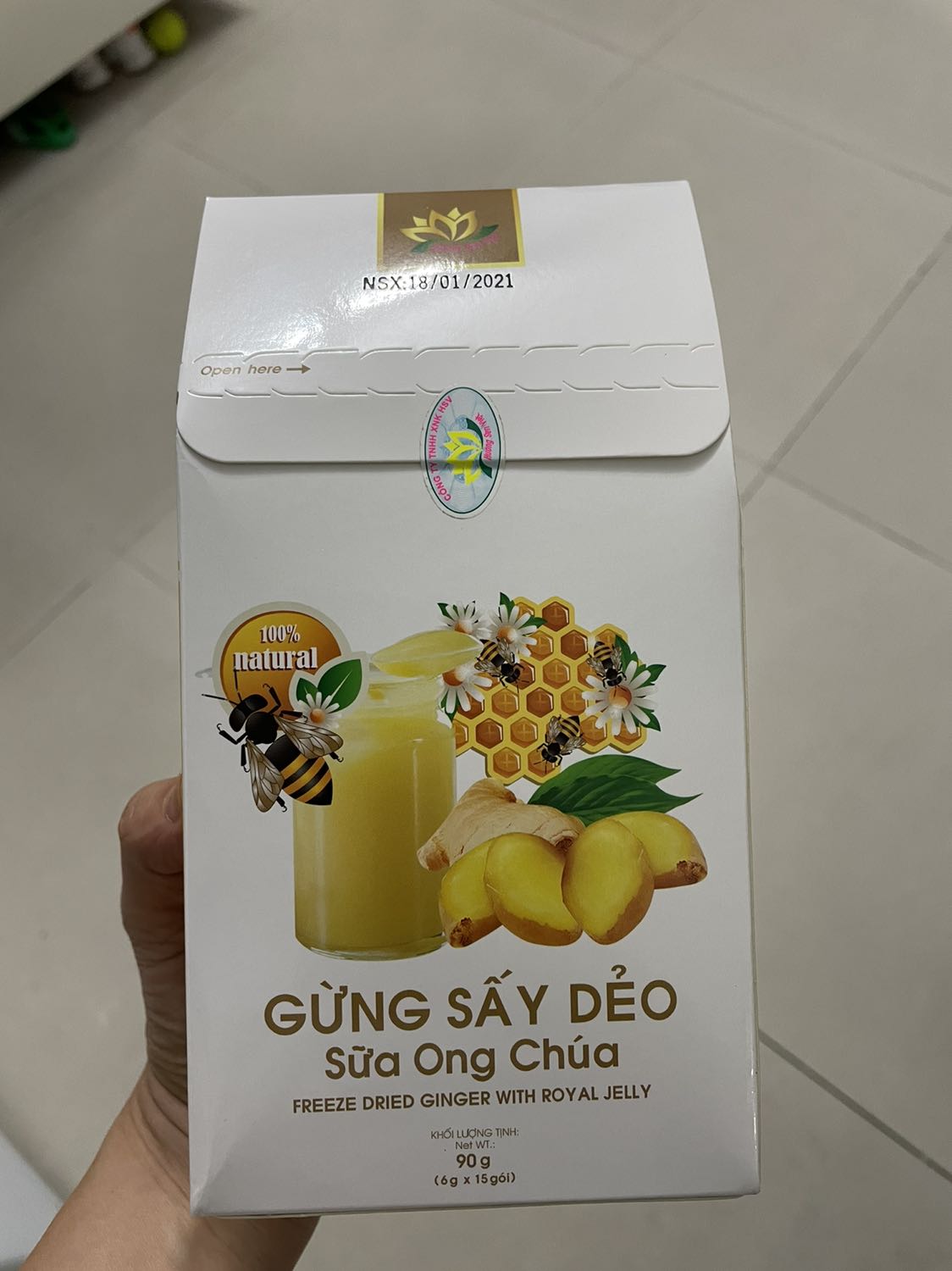 Mứt gừng ngon, ít ngọt được đóng túi 6g tiện lợi khi sử dụng