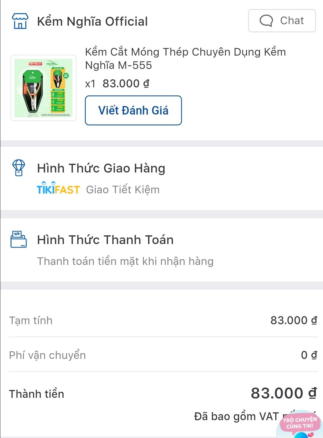 Kiềm Nghĩa chất lượng tốt, dễ sử dụng. Mọi người nên mua và trải nhiệm nhé. Dùng thích hơn bấm móng nhiều. Mình mua lúc giá 83k, giao hàng nhanh.