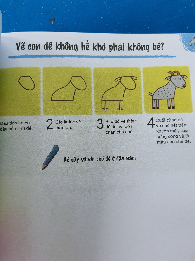 Sách đẹp, hướng dẫn những nét vẽ đơn giản về những con vật như ngựa, cá, khủng long, rùa... Bé yêu thích