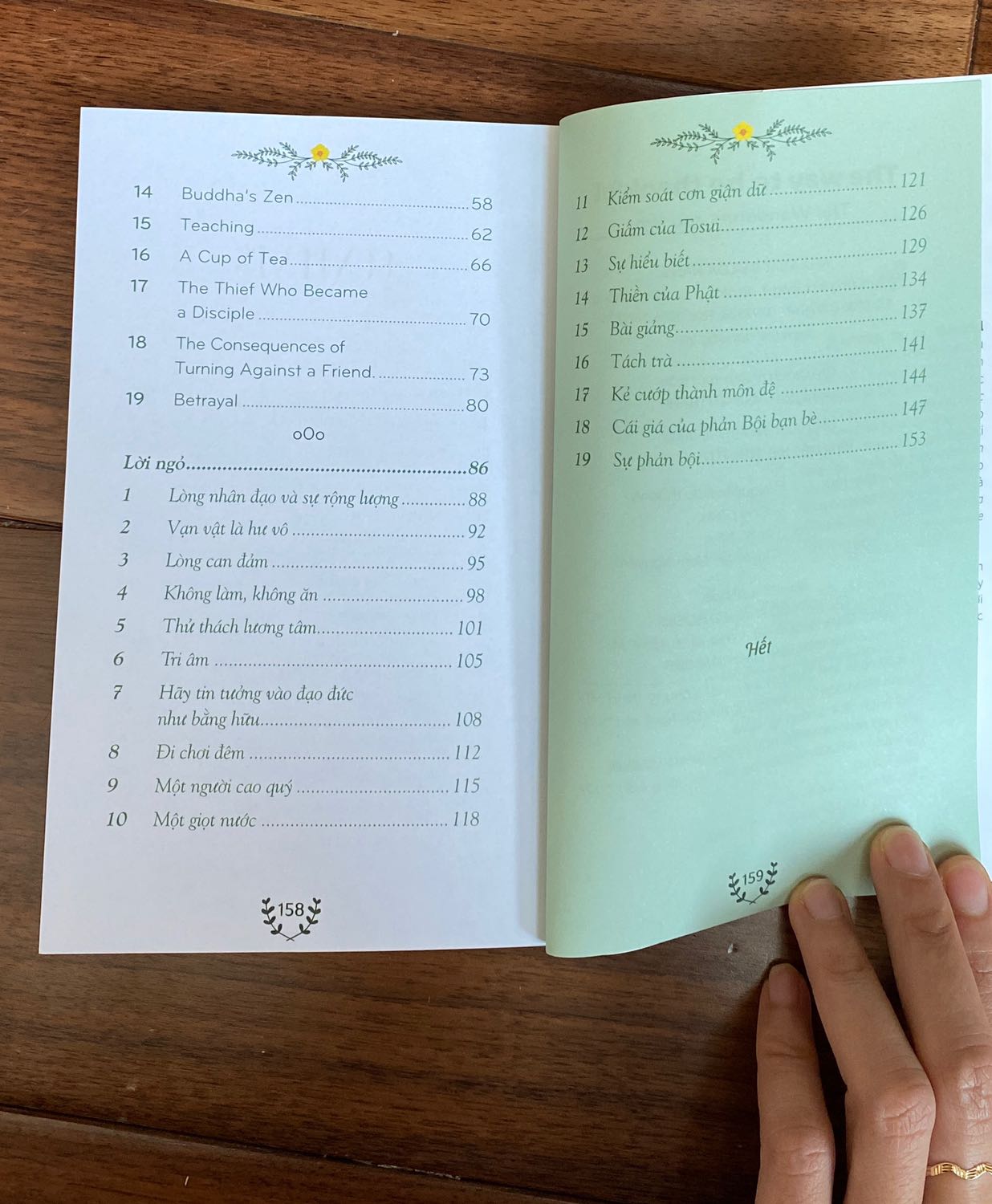 FONT CHỮ KHÓ ĐỌC, NỘI DUNG HÀN LÂM

Nội dung: sách đa phần về Phật, nội dung hàn lâm, nên phần từ vựng khó hiểu, không có tính ứng dụng cao. 
Hình thức: phần tiếng anh font chữ dễ xem, phần tiếng Việt cái font đọc nhìn đau mắt và rất khó chịu luôn. 
Điểm cộng duy nhất là in màu khá đẹp, nhưng hình trong các trang in hơi sến kiểu chim chóc tung bay loạn xạ. 
May là chỉ mua thử 1 cuốn xem như nào. Sẽ k mua những cuốn còn lại!