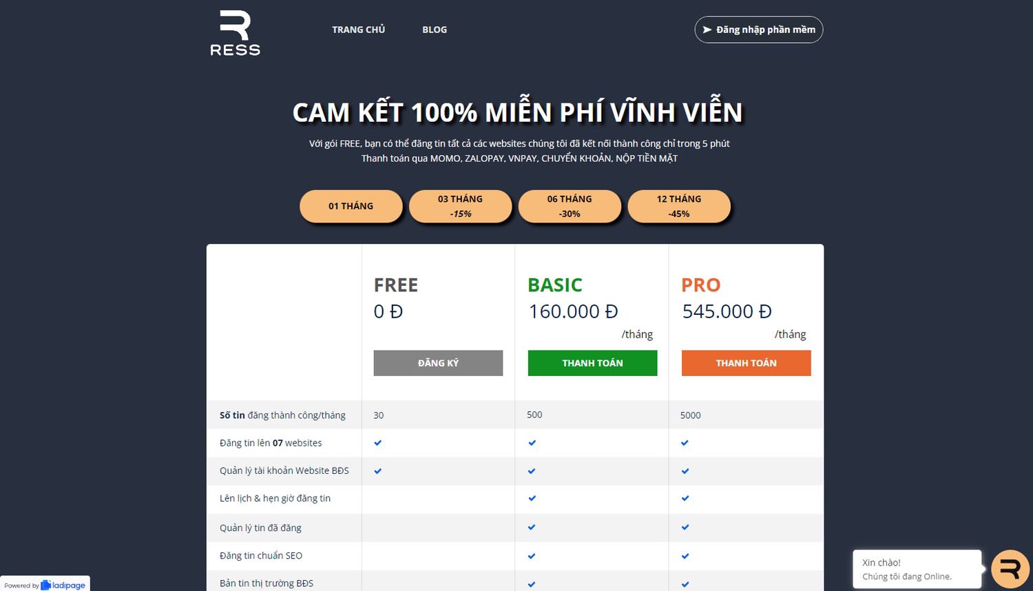 👉 Chào bạn, 
💥 Nếu bạn đang kinh doanh Bất động sản và bạn thương đang làm những điều này:
- Đăng tin lên nhiều website bất động sản như Chợ tốt, Bất động sản.com.vn, Alonhadat, Muaban, Homedy, Dothi.net,... để tìm được nhiều khách có nhu cầu nhất. 
- Vào từng trang để xem tình trạng tin, chỉnh sửa nội dung nếu ko được duyệt, hay xem lượt view, tương tác.
- Nạp tiền quảng cáo vào những trang tốn phí để đăng tin VIP.

Những công việc trên sẽ tiêu tốn của bạn từ một đến nhiều giờ đồng hồ mỗi ngày làm việc. Vậy làm thế nào để vừa tiết kiệm thời gian, và tin đăng phải hiệu quả để tiếp cận được 16 triệu Khách hàng tiềm năng?

RESS - startup về công nghệ Bất động sản đã viết ra giải pháp giúp bạn giải quyết những khó khăn này và nó hoàn toàn miễn phí. Chúng tôi viết trên nền tảng đám mây vì thế bạn không cần tải, cài đặt hoặc treo máy. Những gì bạn cần là 1 chiếc điện thoại hoặc laptop có kết nối internet. 

Các tính năng chính có trong gói FREE: 
✔️ Đăng tin lên 07 websites trong 1 phút (Batdongsan.com.vn, Chotot, Alonhadat, Muaban, Dothi, Vatgia, Meeyland)
✔️ Quản lý tài khoản các websites bất động sản
✔️ Số tin đăng hàng tháng: 30

Sau khi đăng ký thành công tài khoản trên dangtintudong.net, bạn sẽ có từ 3-7 ngày trải nghiệm gói BASIC, hết thời gian này, gói BASIC sẽ chuyển về gói FREE miễn phí vĩnh viễn.
Nếu bạn cần hỗ trợ hãy nhắn tin cho chúng tôi tại Zalo: ***