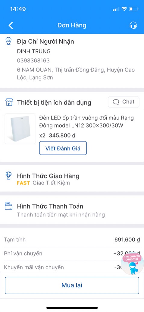 Mua hai sản phẩm mà chỉ giao một bọn này *** thật
