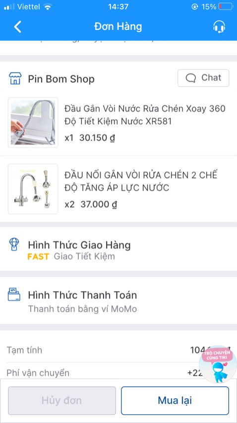 Giao thiếu hàng và sai hàng shop ơi, đặt hai loại vòi mà giao được một loại, loại đặt 1 cái thì giao hai cái, mà loại đặt 2 cái thì không có cái nào.mong shop cẩn thận hơn khi giao hàng cho khách ạ