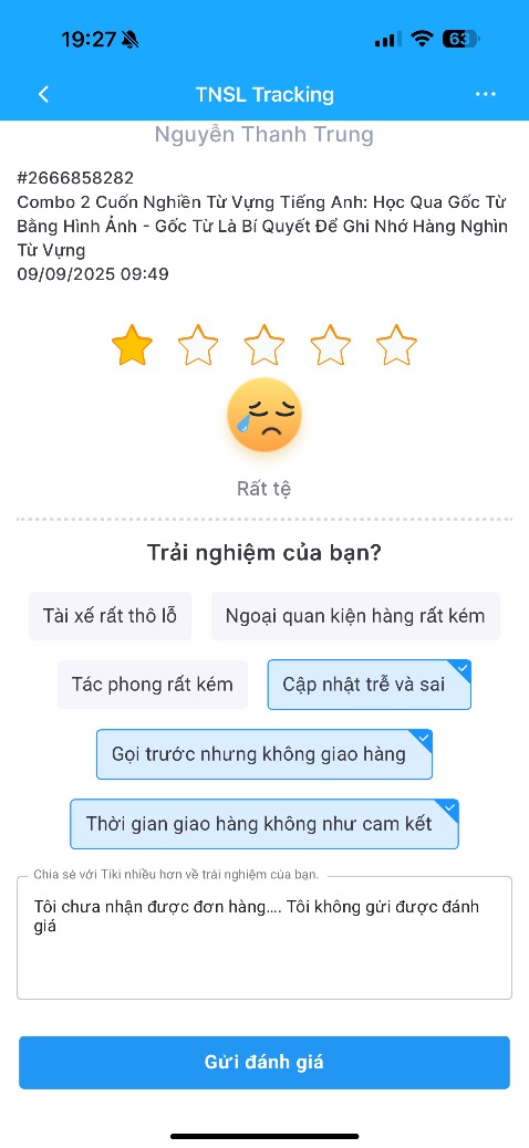 Tôi đã nhận được đơn hàng